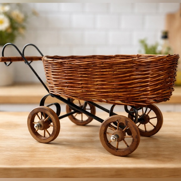 Other - Vintage Wicker Cart basket decor